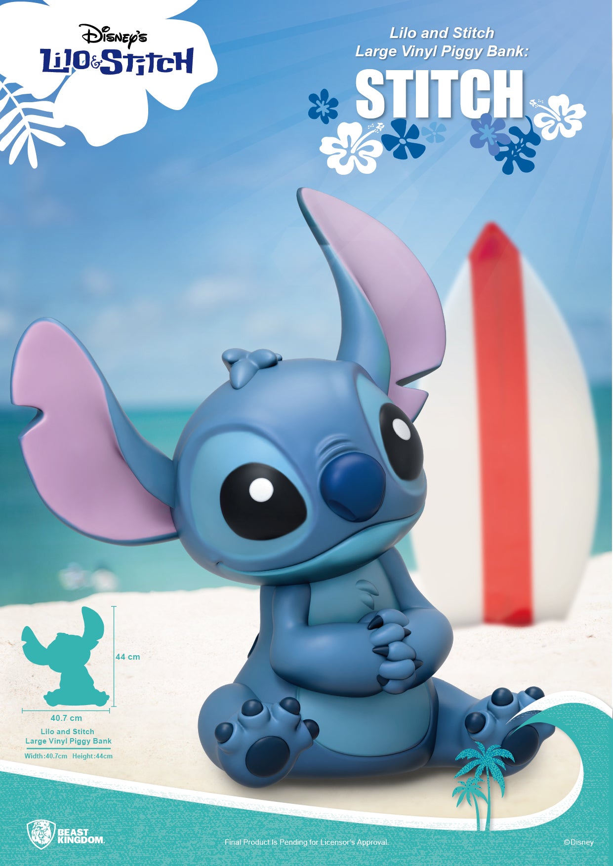 VPB-005-Lilo and Stitch Large Vinyl Piggy Bank: Stitch