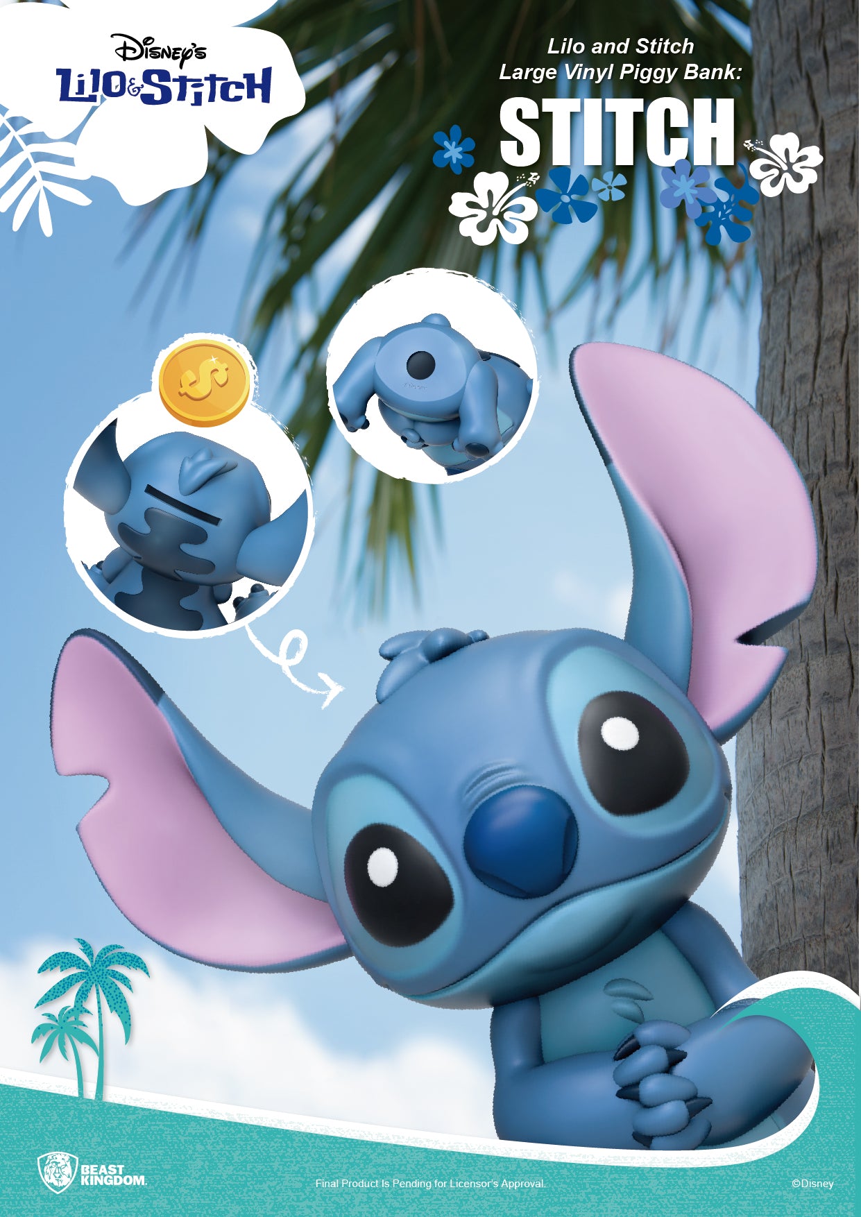 VPB-005-Lilo and Stitch Large Vinyl Piggy Bank: Stitch