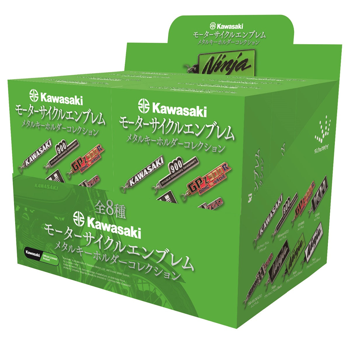 Kawasaki Motorcycle Emblem Metal Keychain Collection (8 pieces)