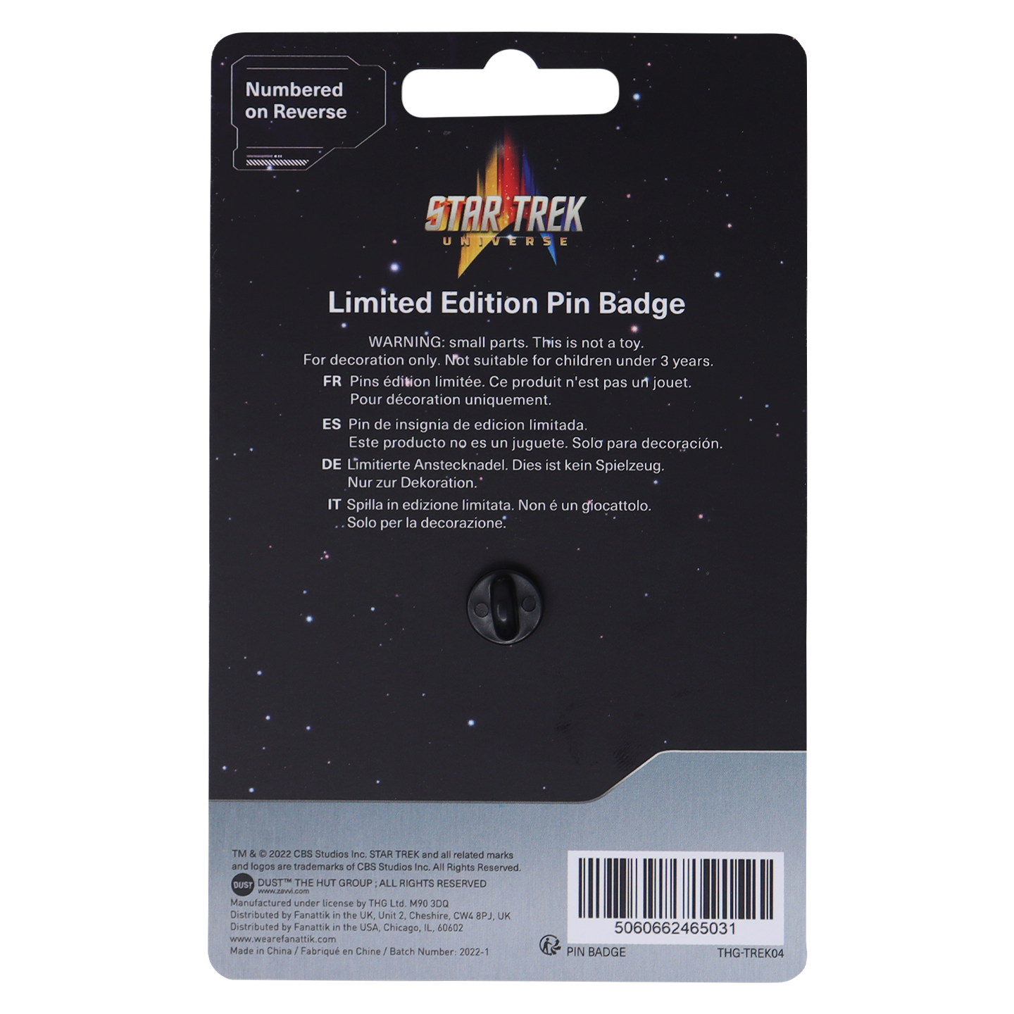 Star Trek Limited Editon Spock Pin Badge