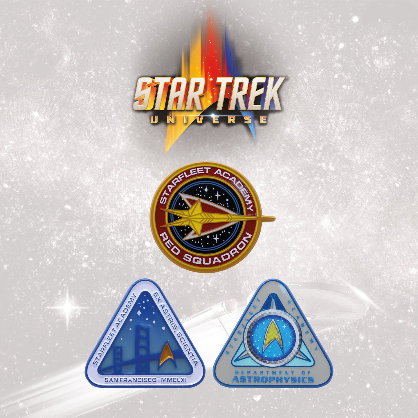 Star Trek Limited Edition  Starfleet Academy Set of Three Pin Badges