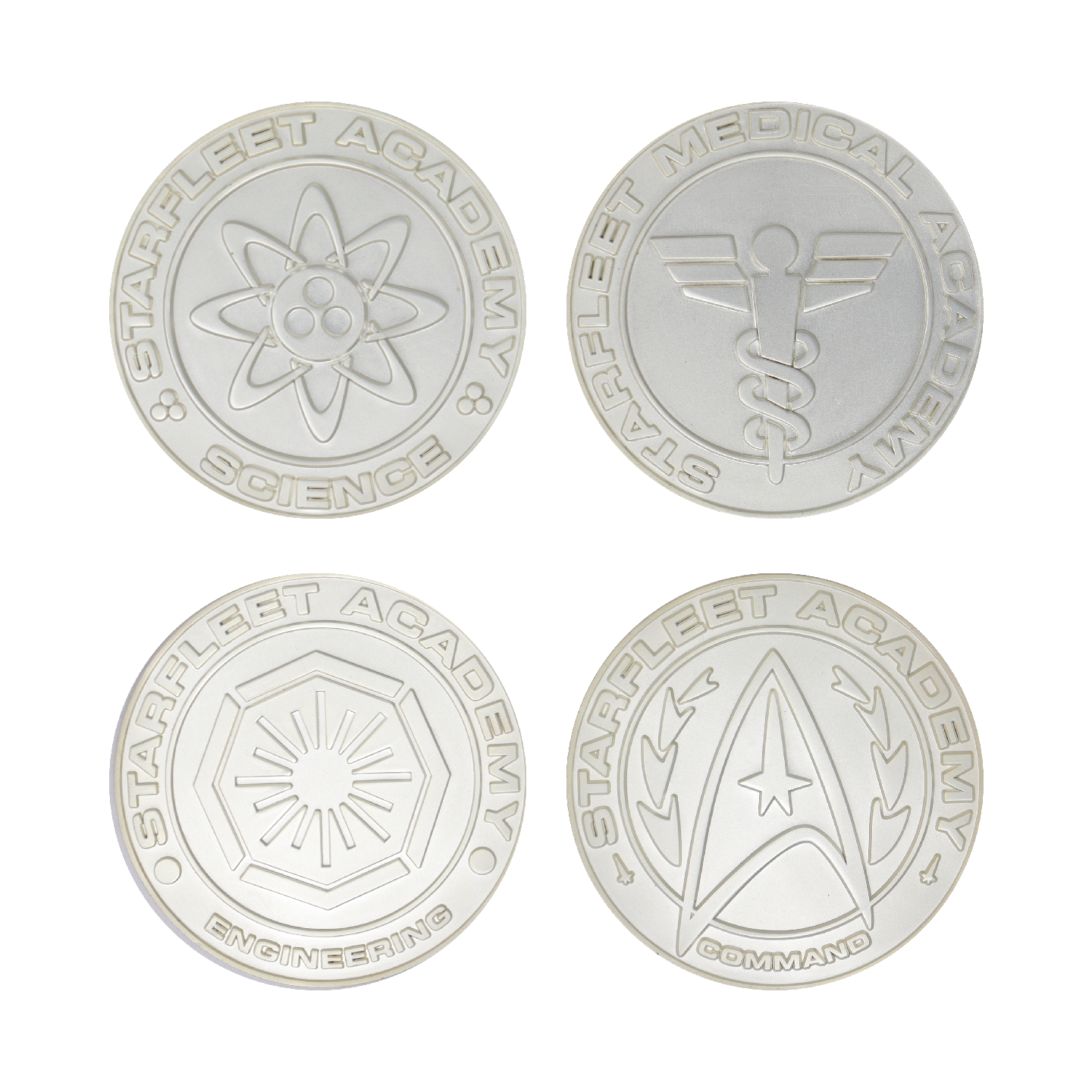 Star Trek Set of 4 Starfleet Division Medallions in .999 Silver Plating