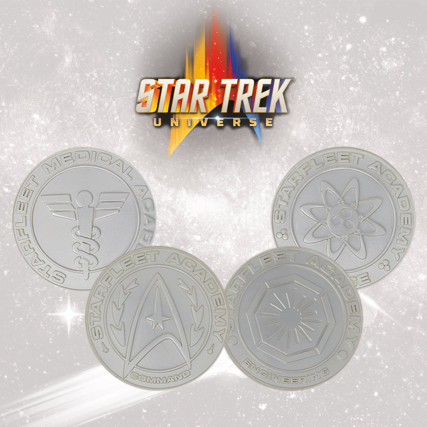 Star Trek Set of 4 Starfleet Division Medallions in .999 Silver Plating