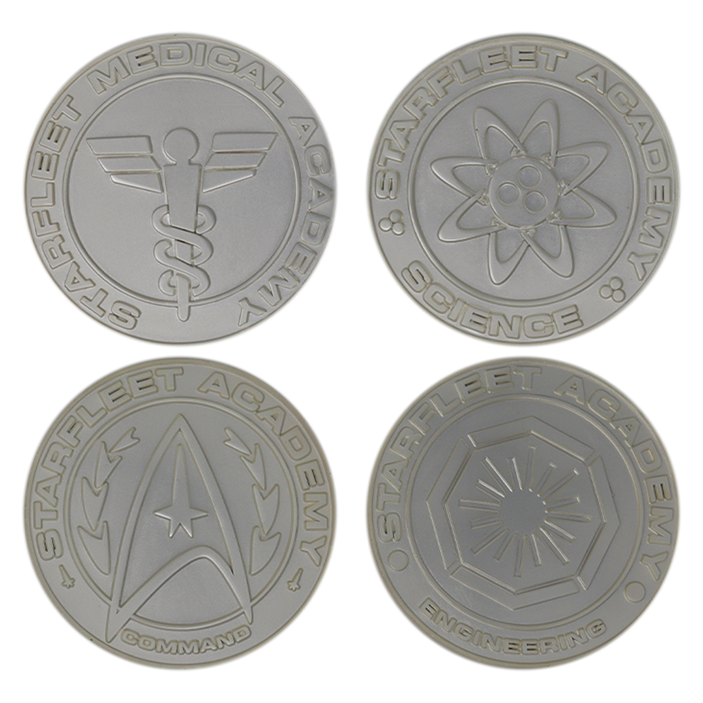Star Trek Set of 4 Starfleet Division Medallions in .999 Silver Plating