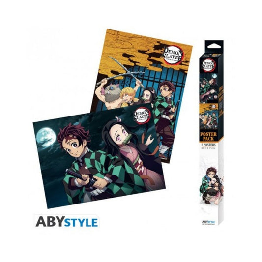 DEMON SLAYER - Set 2 Chibi Posters - Groupe & Duo (52x38) x4