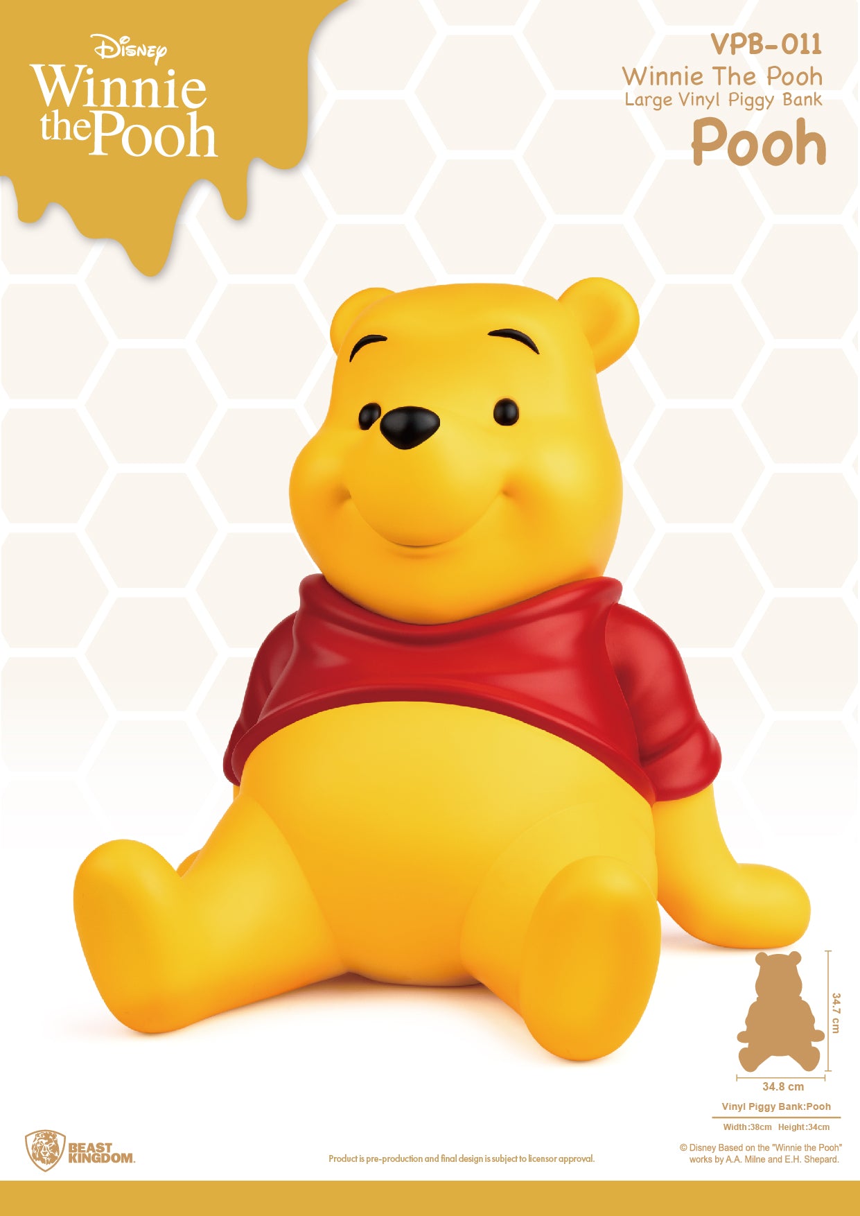 VPB-011 Winnie The Pooh Large Vinyl Piggy Bank: Pooh