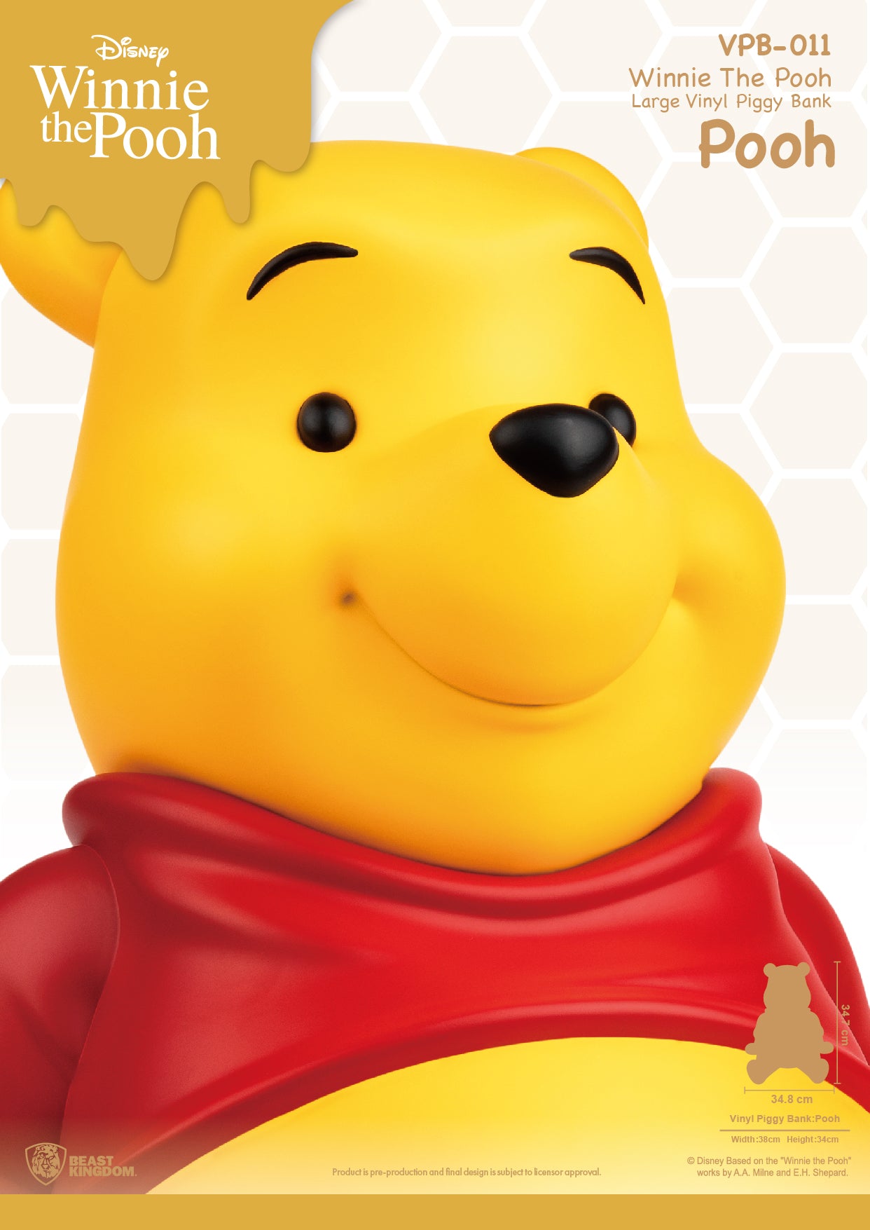 VPB-011 Winnie The Pooh Large Vinyl Piggy Bank: Pooh