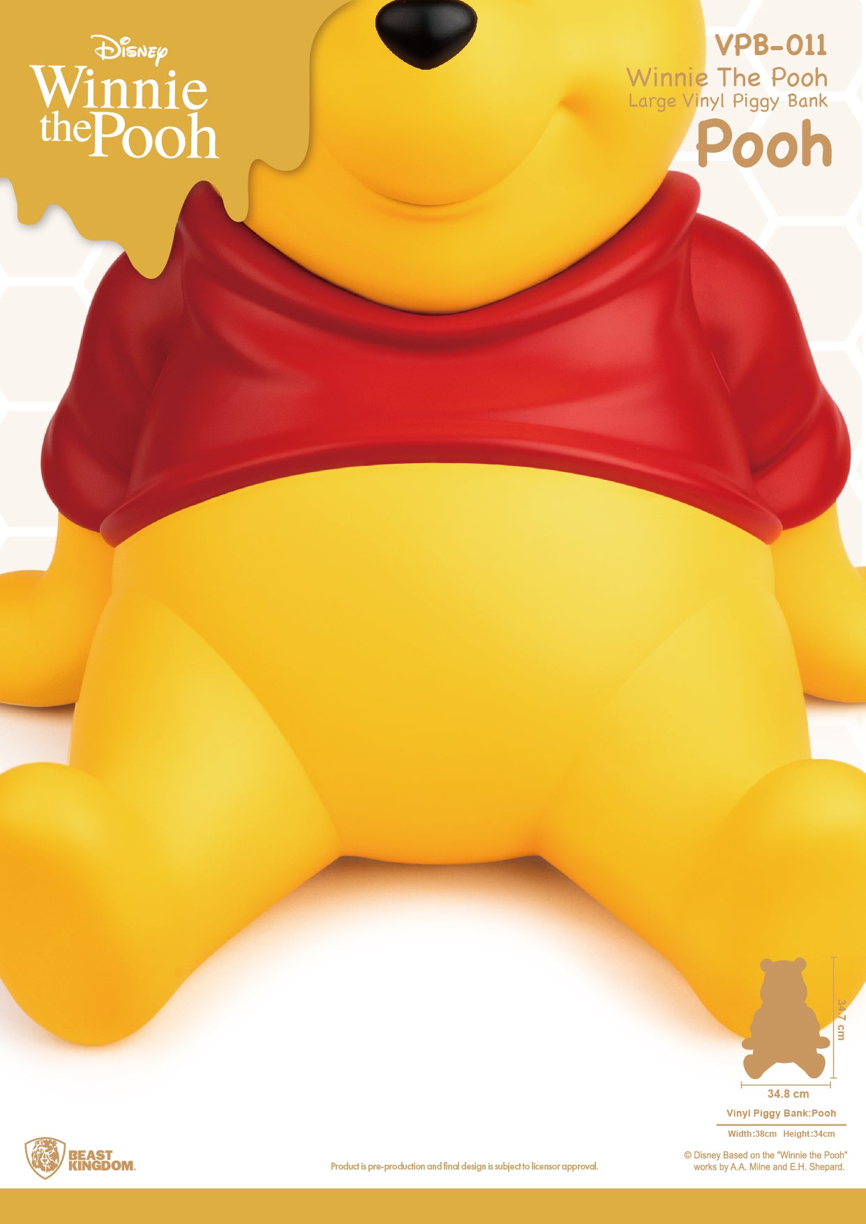 VPB-011 Winnie The Pooh Large Vinyl Piggy Bank: Pooh