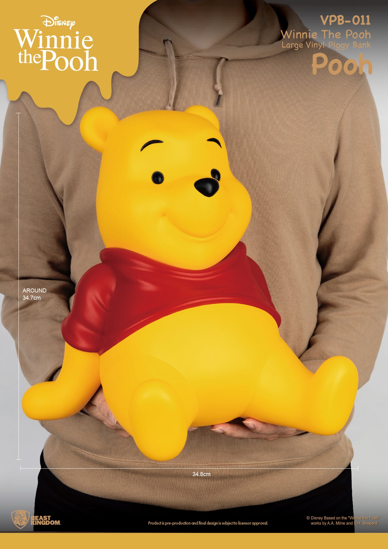 VPB-011 Winnie The Pooh Large Vinyl Piggy Bank: Pooh