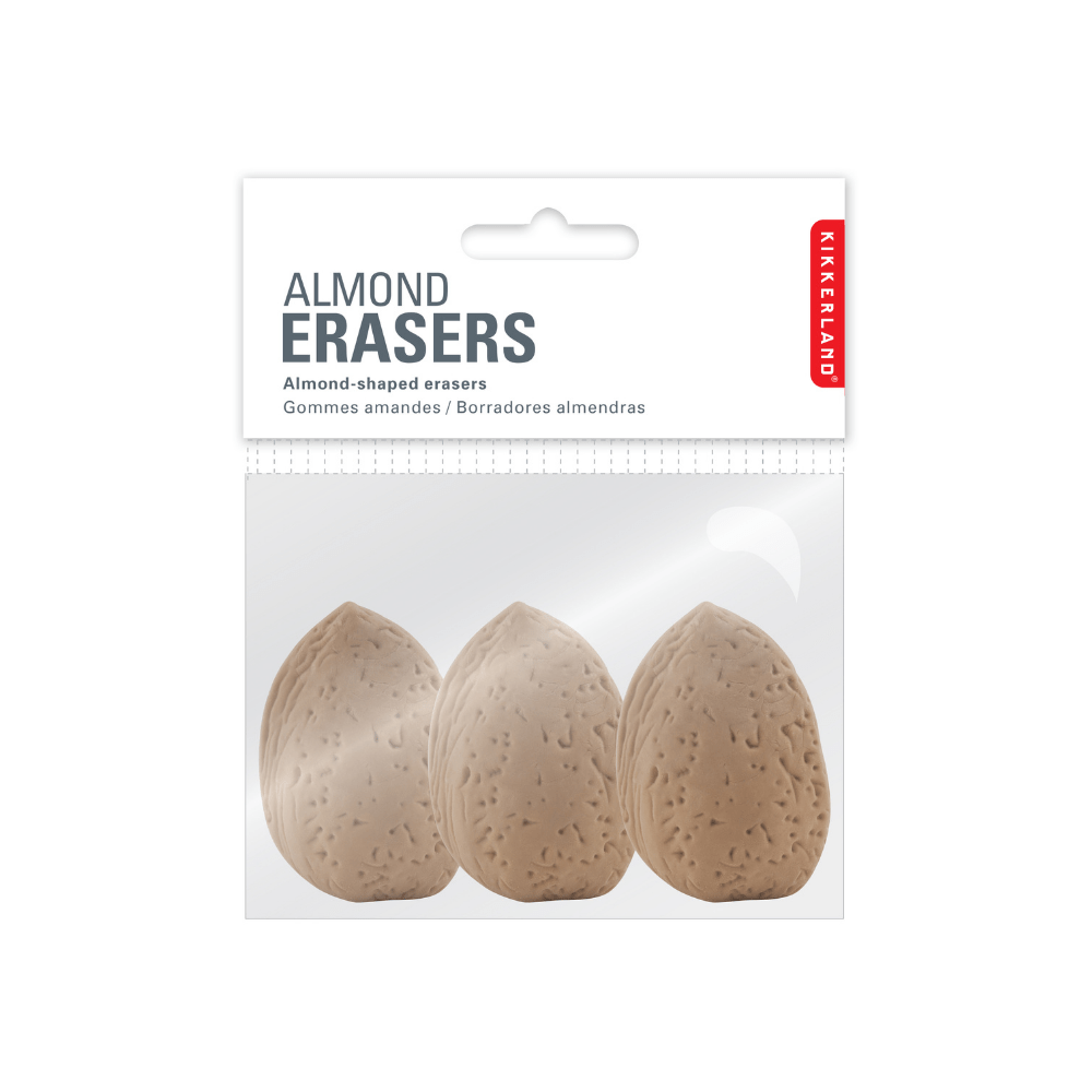 Kikkerland Novelty Almond Erasers S/3