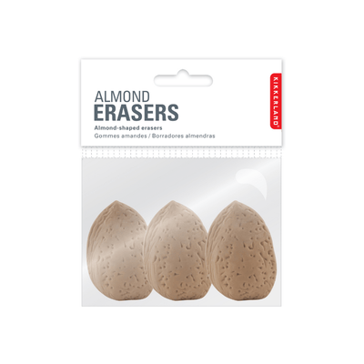 Kikkerland Novelty Almond Erasers S/3