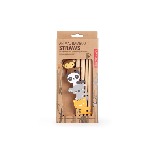 Kikkerland Novelty Animal Bamboo Straws