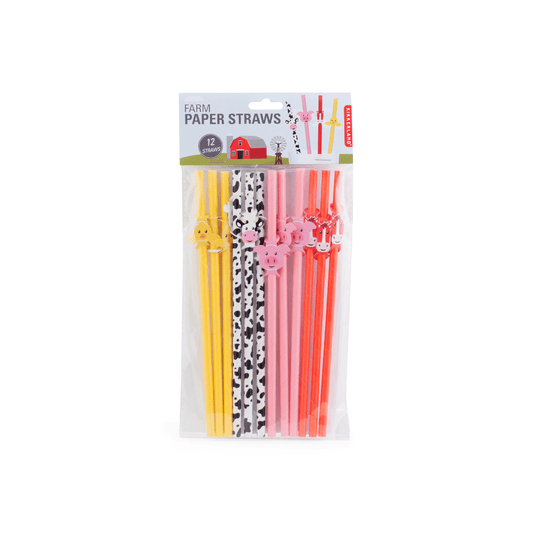 Kikkerland Novelty Animal Straws Farm Asst S/12