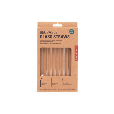 Kikkerland Novelty Clear Reusable Glass Straws