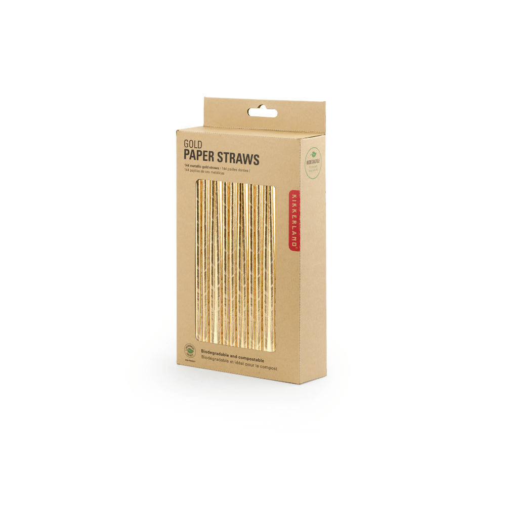 Kikkerland Novelty Gold Paper Straws