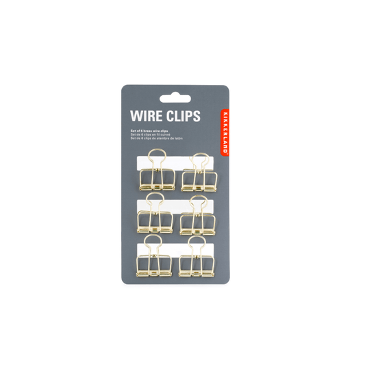 Kikkerland Novelty Gold Wire Clips Set Of 6