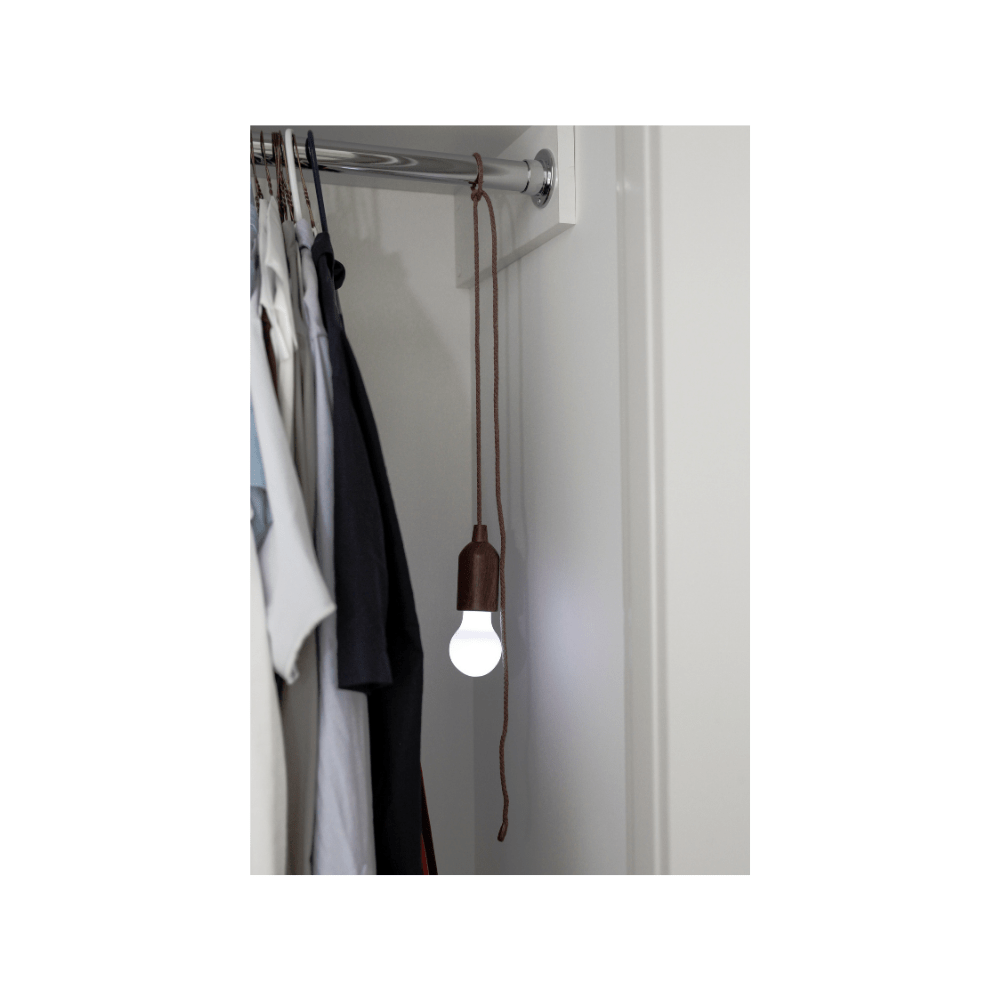 Kikkerland Novelty Pull Cord Light Bulb Wood