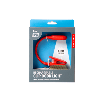 Kikkerland Novelty Rechargeable Clip Book Light Red
