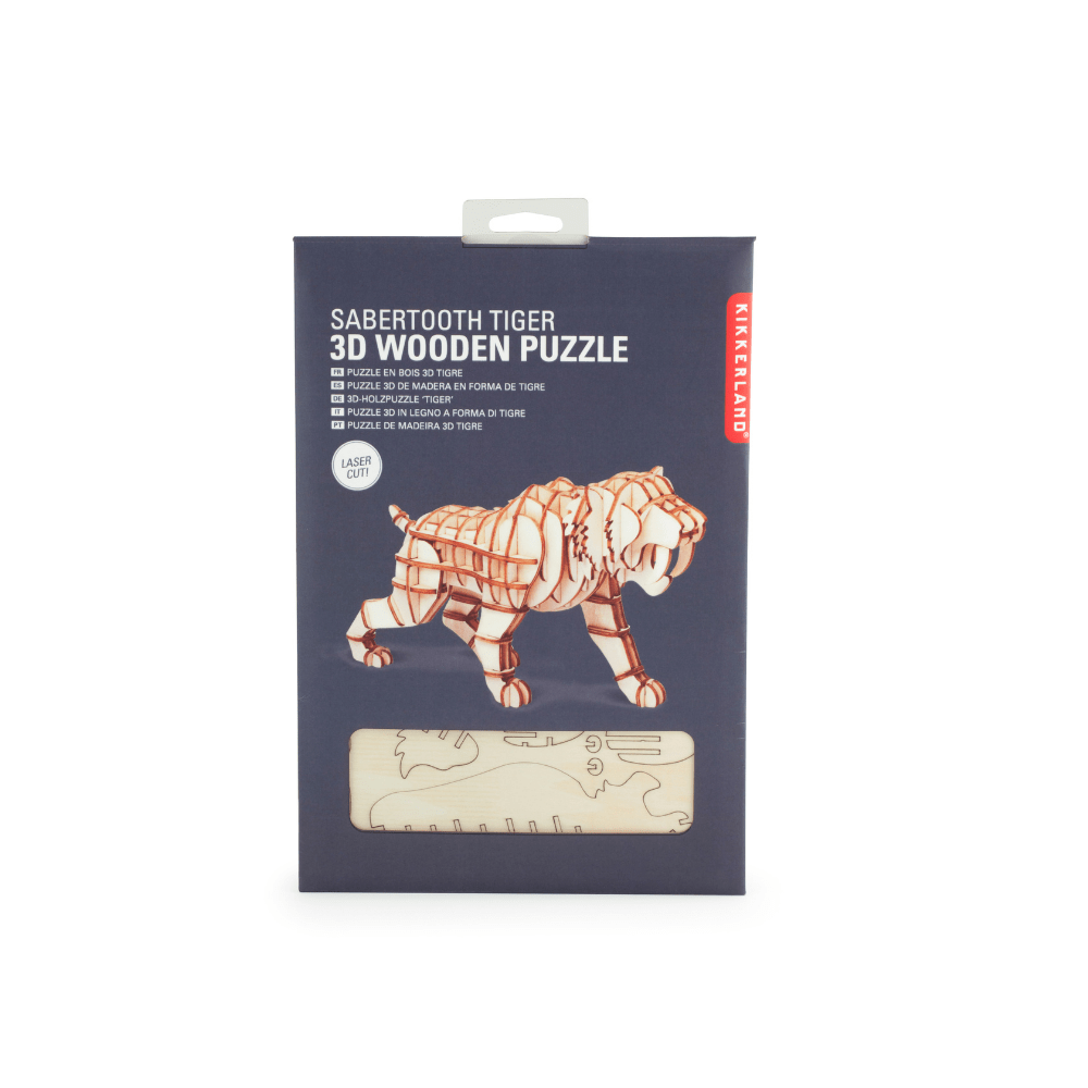Kikkerland Novelty Tiger 3D Wooden Puzzle
