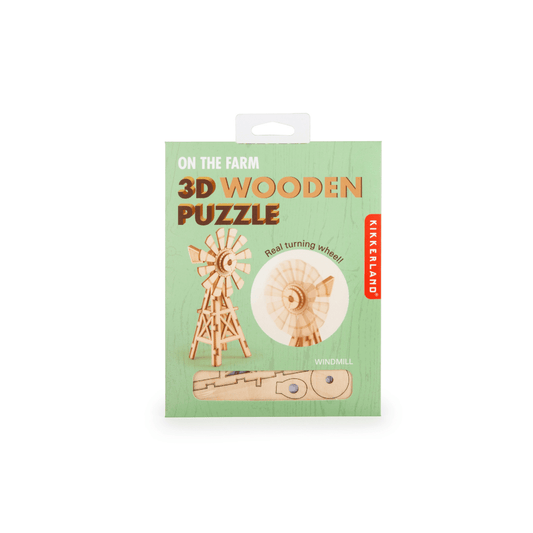 Kikkerland Novelty Windmill 3D Wooden Puzzle