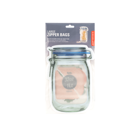 Kikkerland Novelty Zipper Mason Jar Bag Large