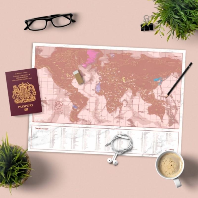 Luckies Of London Scratch Map Rose Gold Travel Edition