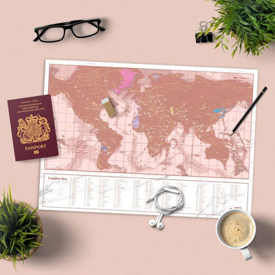 Luckies Of London Scratch Maps Scratch Map - Rose Gold Travel Edition