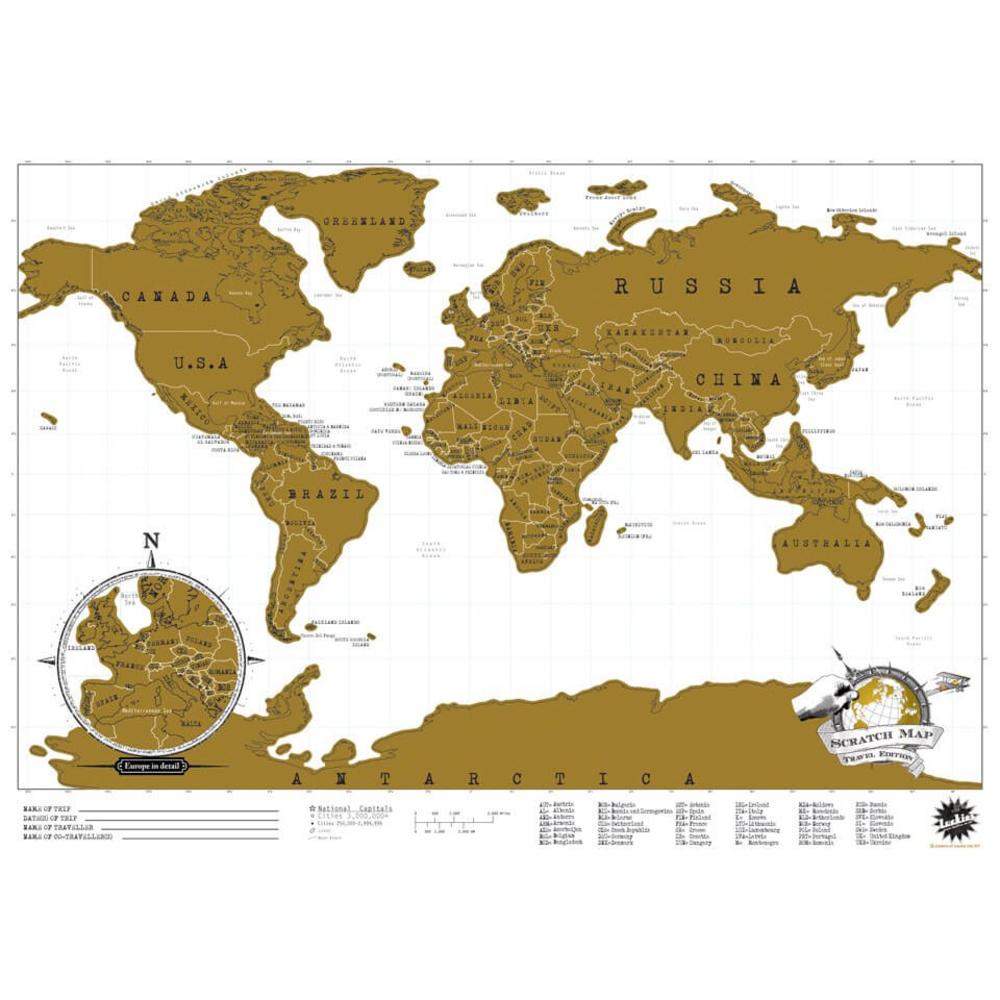 Luckies of London Novelty Scratch Map Travel Edition Small Yellow