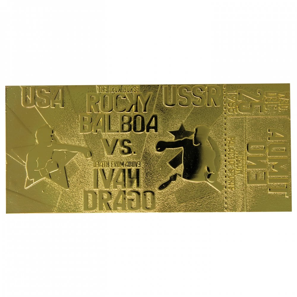 Rocky IV Ivan Drago 24K Gold Plated Limited Edition Fight Ticket
